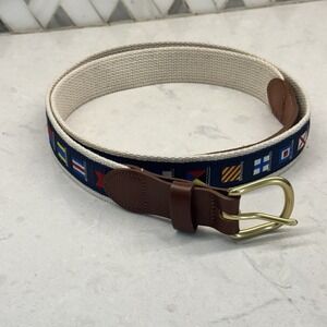 Canterbury Mens Leather Canvas Sailing Nautical Signal Flags Belt Preppy Size 42
